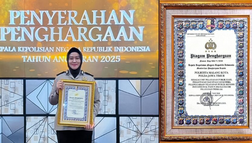 Raih Predikat Terbaik di Polda Jajaran, Polresta Malang Kota Terima Penghargaan Pelayanan Publik Kapolri